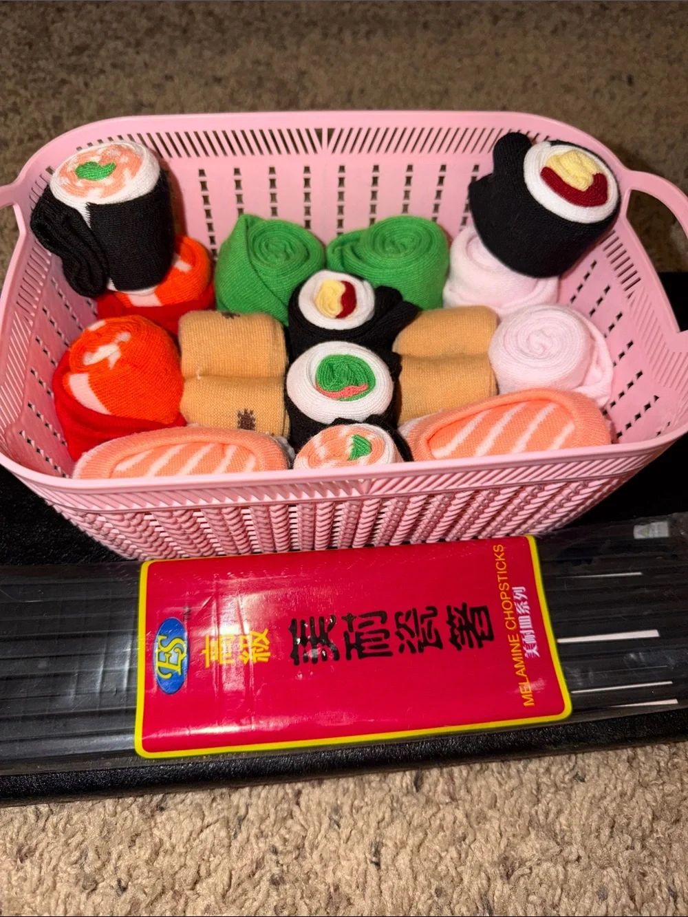 Sushi Boat Socks Gift Set - Assorted Orange, Green, Black - Sushi Boat Socks